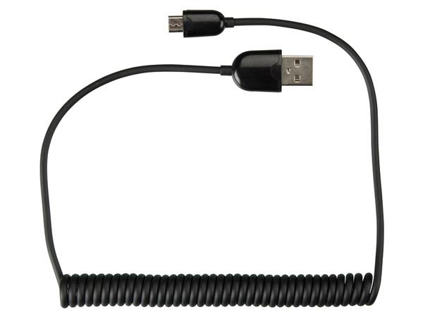 CABLE ESPIRAL USB 2.0 A MACHO A MICRO-USB DE 5 CLAVIJAS MACHO - COLOR NEGRO - 1,50 m - Imagen 1