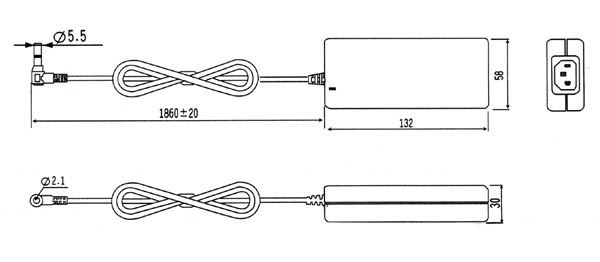 ADAPTADOR COMPACTO CONMUTADO 70W 12VDC / 5.5A - Imagen 1