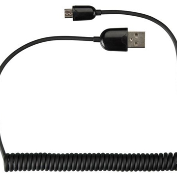 CABLE ESPIRAL USB 2.0 A MACHO A MICRO-USB DE 5 CLAVIJAS MACHO - COLOR NEGRO - 1,50 m - Imagen 1