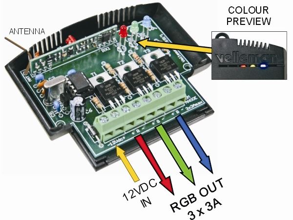 Dimmer RGB con mando a distancia RF_Alimentación 10-15V/9A. Apto para cintas RGB con ánodo común - Imagen 3