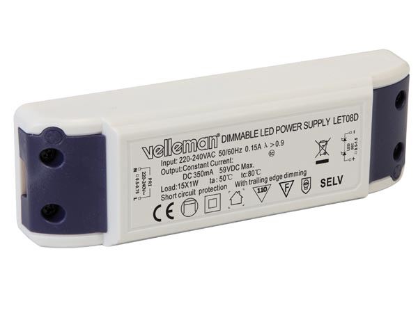 DRIVER PARA LEDs CON CORRIENTE CONSTANTE - LUMINOSIDAD REGULABLE - 350mA - 59V máx. - Imagen 1