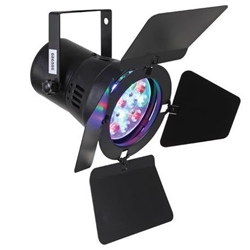FOCO LED PAR36 - 12 x 1W R+G+B CON VISERA - COLOR NEGRO - Imagen 1