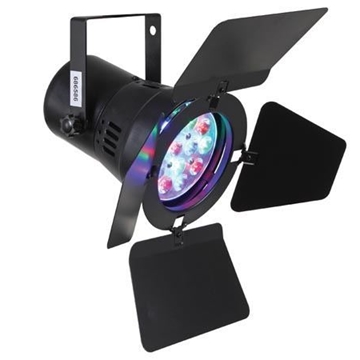 FOCO LED PAR36 - 12 x 1W R+G+B CON VISERA - COLOR NEGRO - Imagen 1
