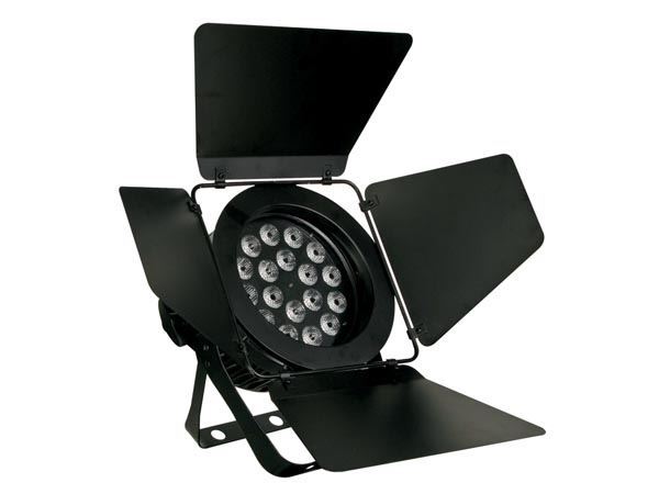 FOCO PAR PROFESIONAL CON LEDs - NEGRO - SOPORTE DOBLE - 18 LEDs TRICOLORES DE 3W - Imagen 4