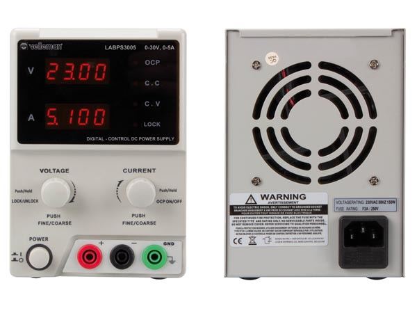 FUENTE DE ALIMENTACIÓN PARA LABORATORIO 0-30V DC / 5A MÁX. DOBLE DISPLAY LED - Imagen 2