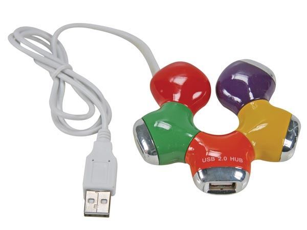 HUB USB 2.0 / 4 PUERTOS - MULTICOLOR - Imagen 1