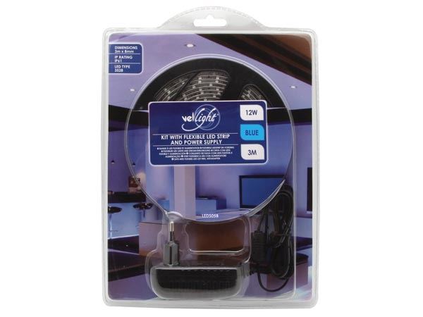 JUEGO CON CINTA DE LEDs FLEXIBLE Y ADAPTADOR - AZUL - 180 LEDs - 3m - 12Vdc - Imagen 2