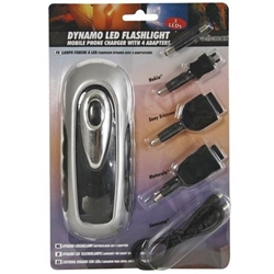 LINTERNA DINAMO CON LEDs/CARGADOR PARA MÓVIL CON 4 ADAPTADORES (3 LEDs) - Imagen 2