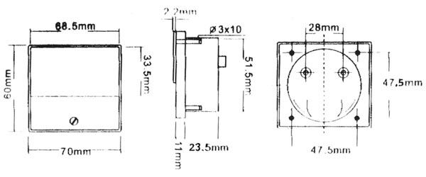 MEDIDOR DE PANEL ANALÓGICO DE CORRIENTE 100µA DC / 70 x 60mm - Imagen 3