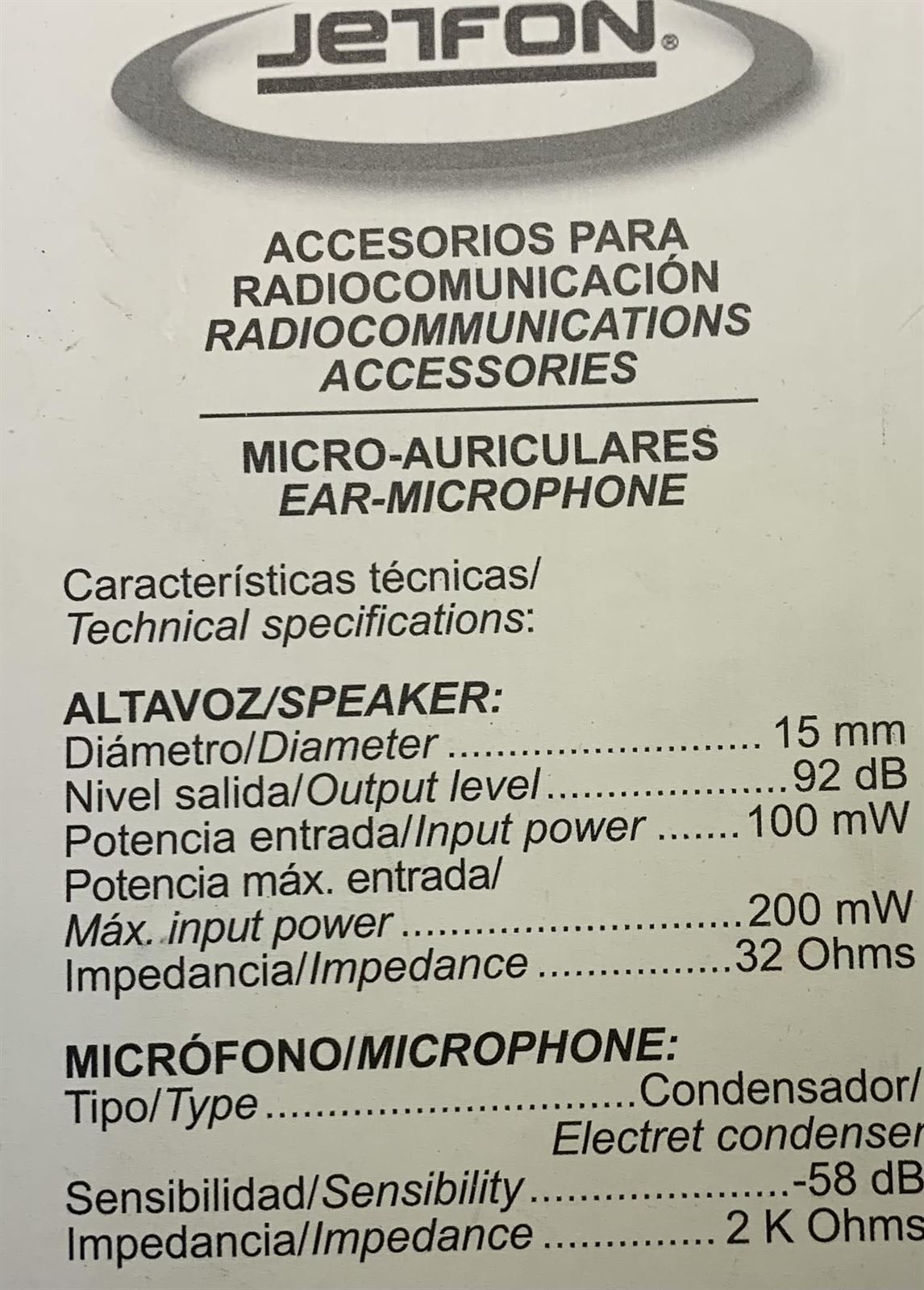 Micro/Auricular, toma lateral, PTT de solapa, orejera para walkie talkie  LIBRE PMR con conector minijack 2.5mm est. - Imagen 2