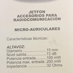 Micro/Auricular, toma lateral, PTT de solapa, orejera para walkie talkie  LIBRE PMR con conector minijack 2.5mm est. - Imagen 2