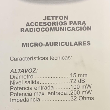 Micro/Auricular, toma lateral, PTT de solapa, orejera para walkie talkie  LIBRE PMR con conector minijack 2.5mm est. - Imagen 2