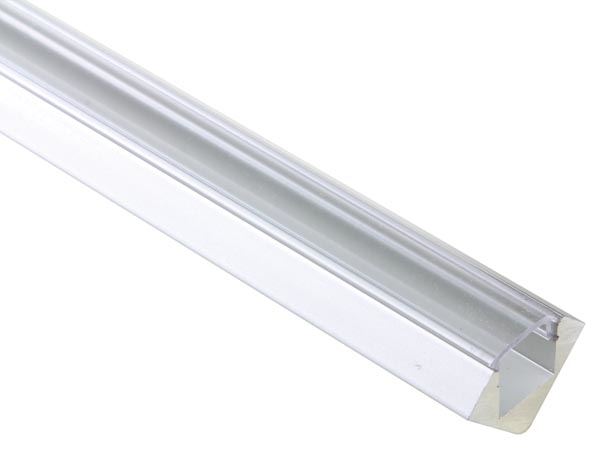 PERFIL DE ALUMINIO PARA CINTAS DE LEDs - 45° - DIFUSOR TRANSPARENTE - 2m - Imagen 1