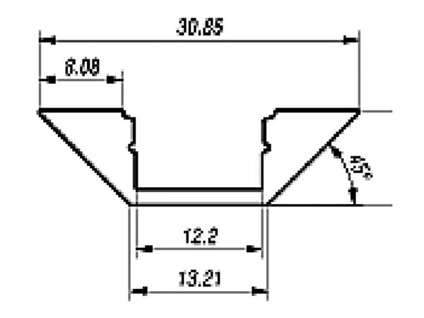 PERFIL DE ALUMINIO PARA CINTAS DE LEDs - ÁNGULO DE 45° - DIFUSOR TRANSPARENTE - 2m - Imagen 2