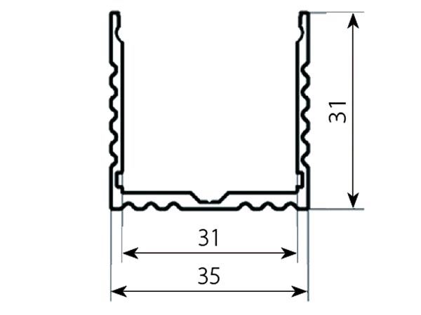 PERFIL DE ALUMINIO PARA CINTAS DE LEDs - POWER LINE 35mm - 2m - Imagen 2