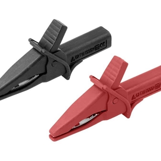 PINZAS DE  COCODRILO  PARA  PUNTAS 4,0mm, ROJA y NEGRA TESWIR015 - Imagen 1