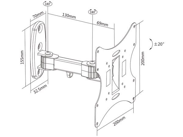 SOPORTE DE PARED PARA PANTALLA PLANA 23"-42" / 58-107cm - Imagen 2