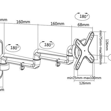 SOPORTE DE PARED PARA PANTALLAS PLANAS 13-23" / 33-58cm - BASE GIRATORIA 360° - máx. 15kg - Imagen 2