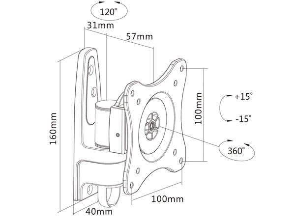 SOPORTE DE PARED PARA PANTALLAS PLANAS 13"-42" / 33-107 cm - Imagen 2