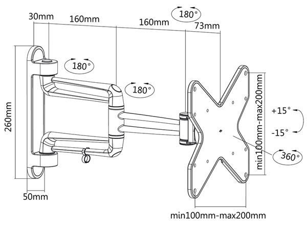 SOPORTE DE PARED PARA PANTALLAS PLANAS 23-42" / 58-107cm - BASE GIRATORIA 360° - máx. 20kg - Imagen 2